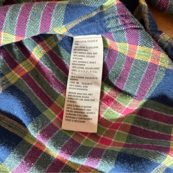 Hollister Women’s Plaid Flannel Button-Up 100% Cotton Shirt Blue & Pink - Large - Picture 11 of 11